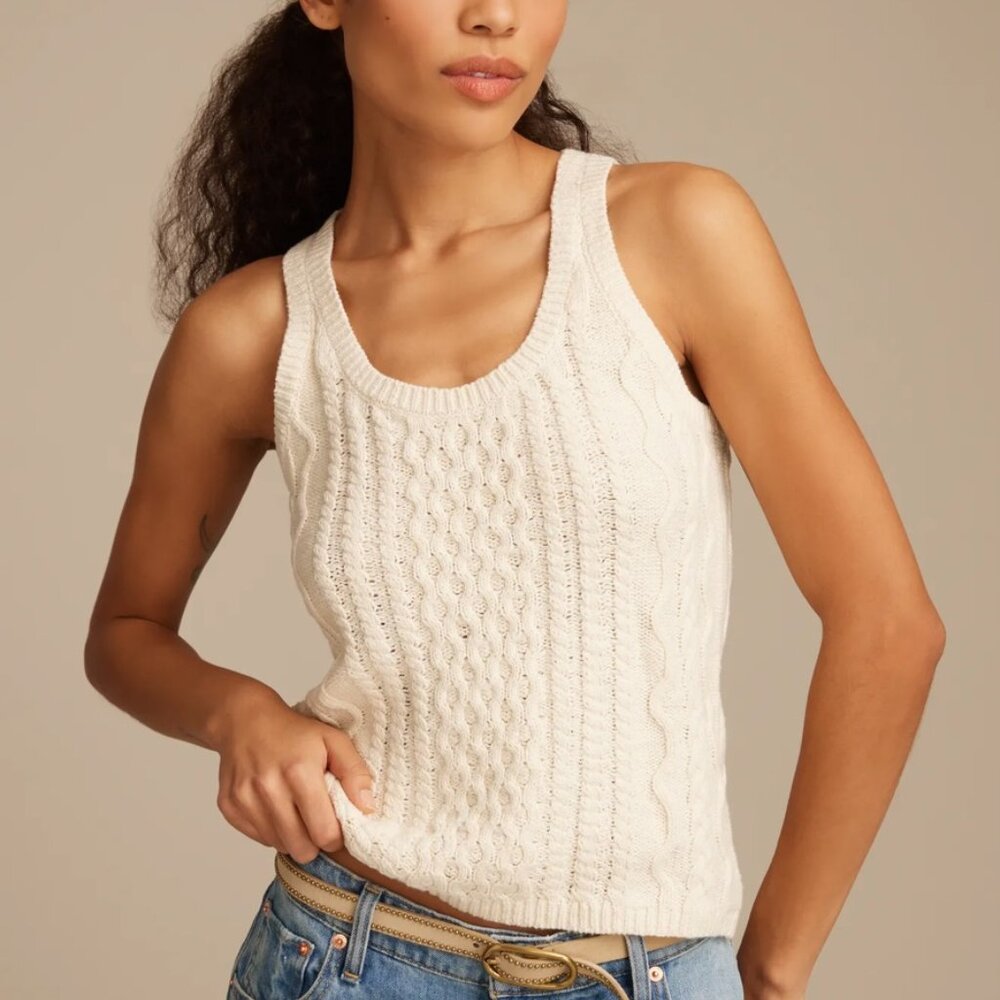 Lucky Brand Cream Cable Knit Sweater Tank